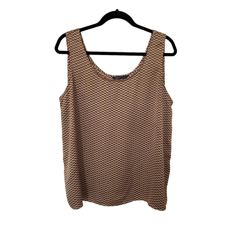 NWOT M & S Collection (UK) Sleeveless Shell, Size UK 18/US 14, Black,Gold,White